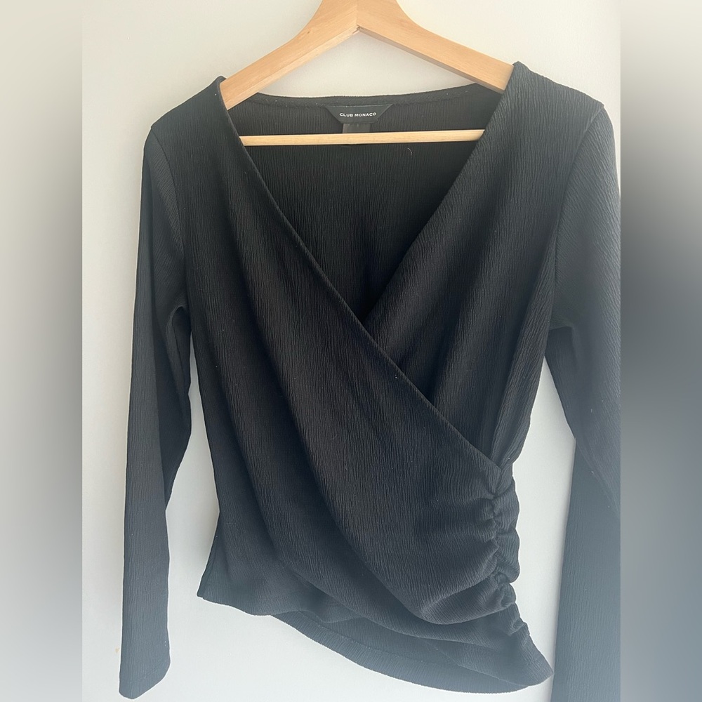 Club Monaco Black Wrap Top